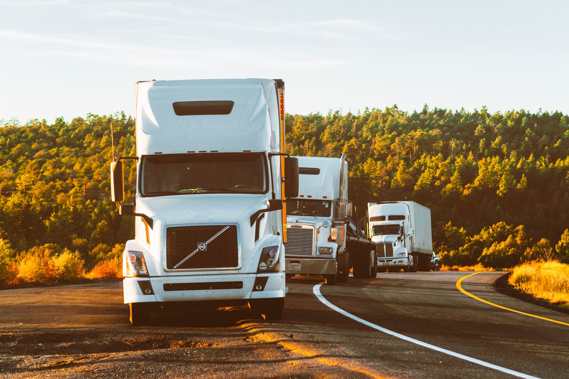 Semi trucks driving on an Arizona highway